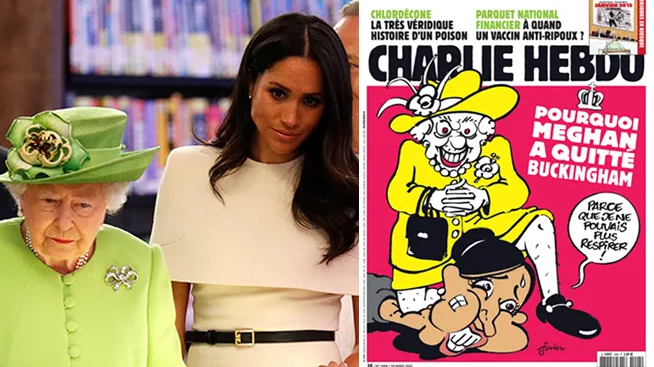 Caricature d’Élisabeth II et Meghan Markle : Charlie Hebdo fait scandale