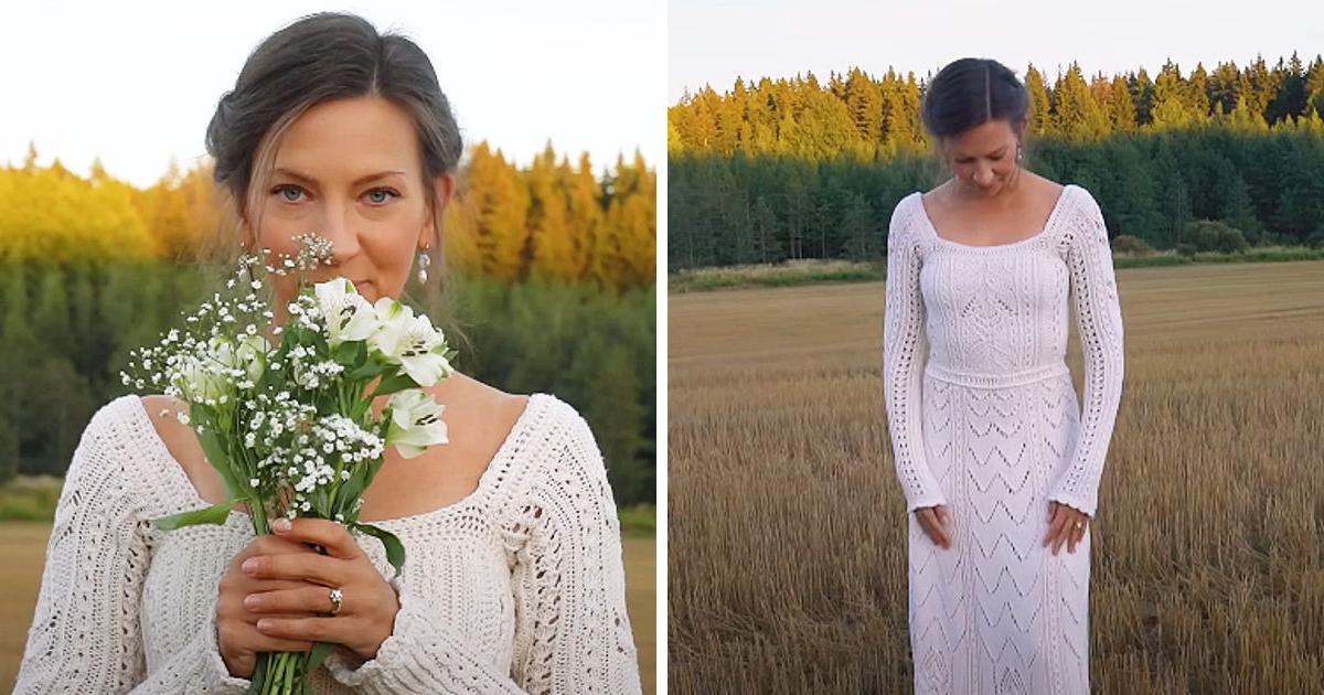 Une mariée a déboursé 290 dollars et 200 heures pour tricoter sa propre robe de mariée afin de promouvoir son savoir-faire